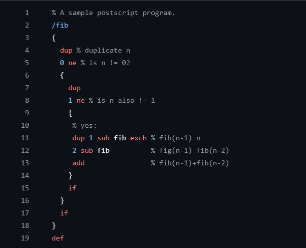 PostScript-based calculator